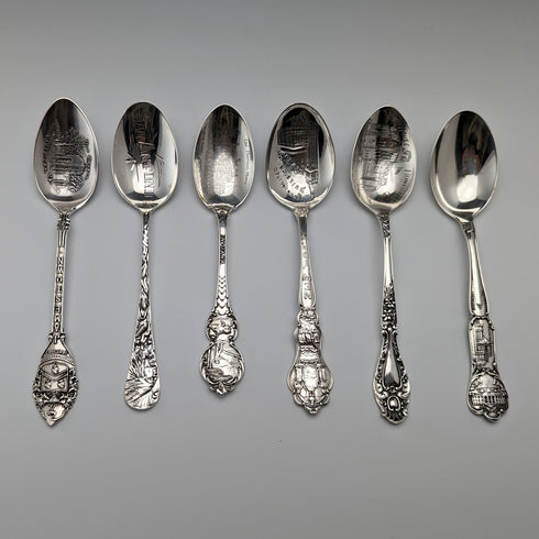 約 1900 年美國古董純銀紀念品湯匙 x6 茶匙大小總計 100 克